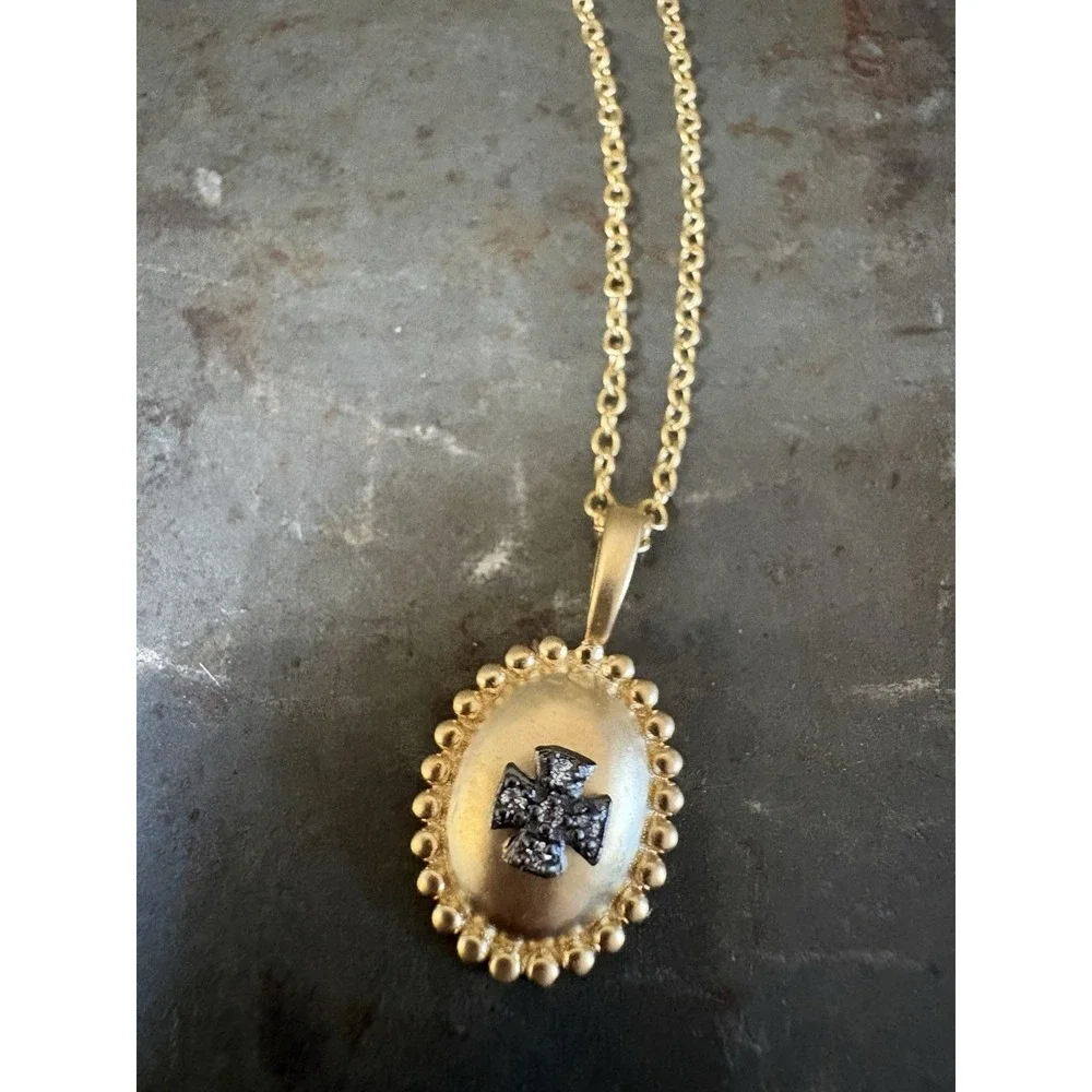 Frieda Rothman‎ Maltese Cross Pendant Necklace Never Worn Gold Tone 16